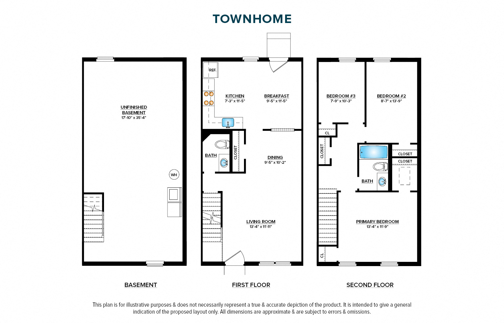 Floor plan for 3 beds, 1.5 baths, 1178 sqft